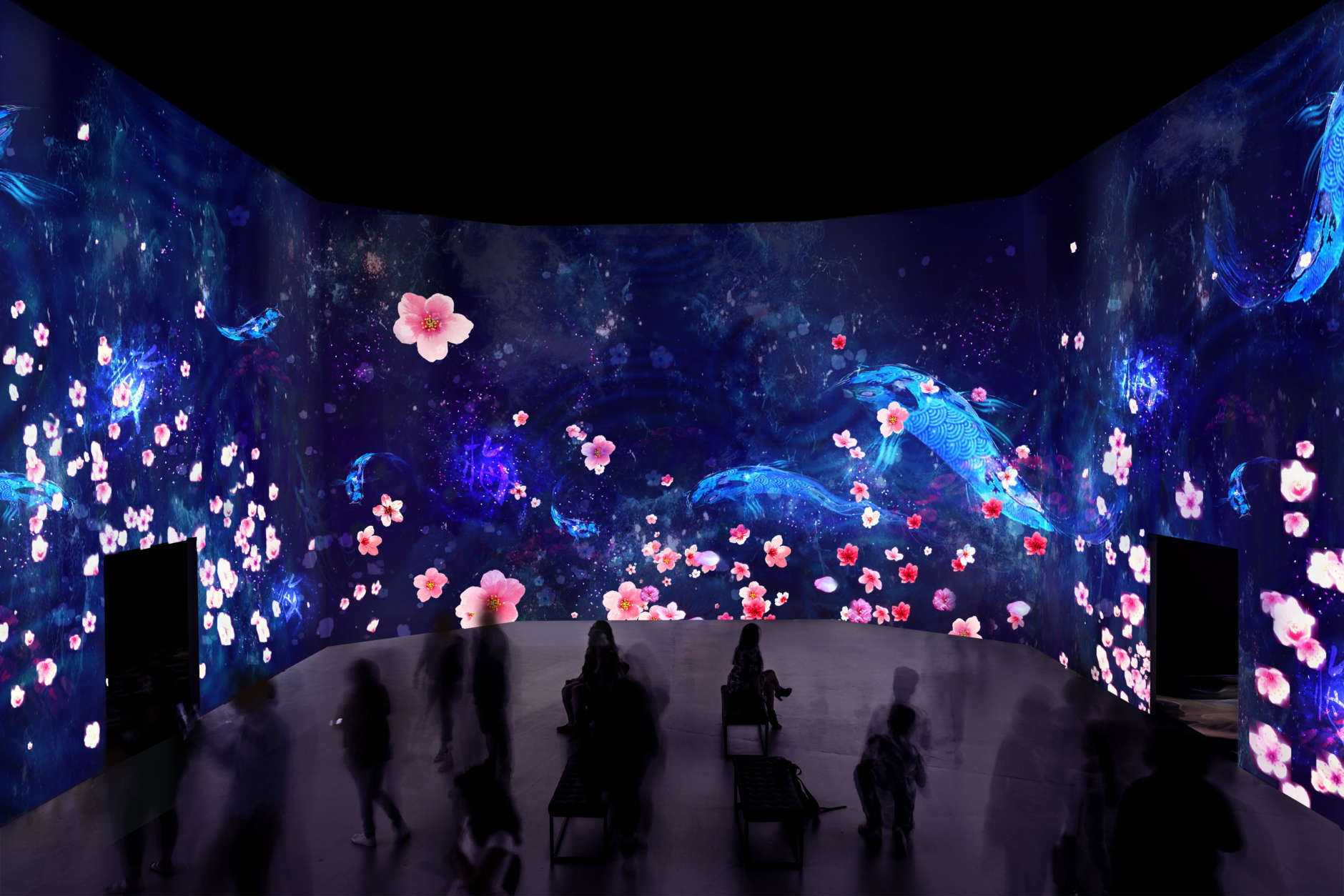 The Sakura Yume // Cherry Blossom Dream exhibit runs March 15 through May 6 at ARTECHOUSE in Southwest, D.C. (Courtesy ARTECHOUSE) 