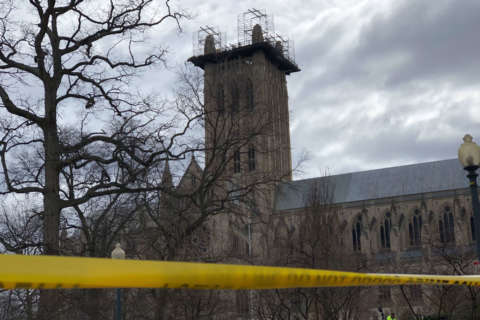 Watch: High winds close National Cathedral as some scaffolding blown off by winds
