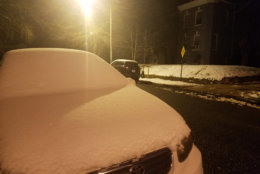 Snow covered cars in Columbia Heights in D.C. (WTOP/Will Vitka)