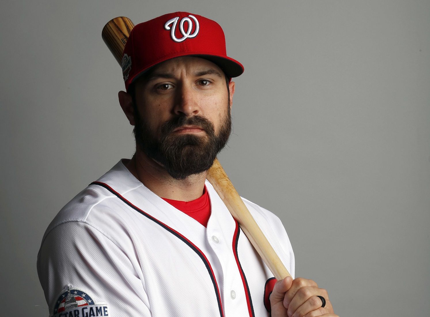 This is a 2018 photo of Adam Eaton of the Washington Nationals baseball team. This image reflects the Nationals active roster as of Feb. 22, 2018 when this image was taken. (AP Photo/Jeff Roberson)