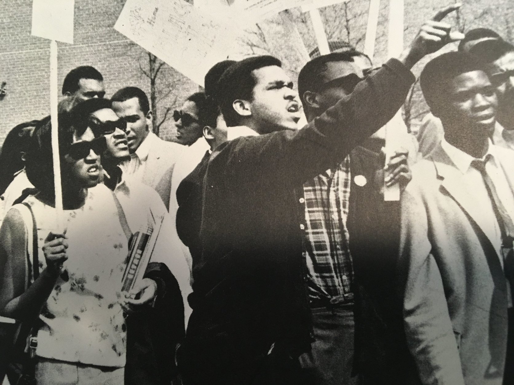 Students rally during the shutdown at Howard University in 1968. Anthony Gittens is nearest the camera. (Courtesy Anthony Gittens)