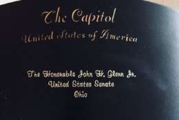 The back of John Glenn's Senate chair, from John Glenn's estate. (Courtesy Greater Washington Estate Services)