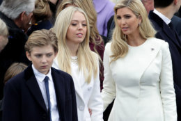 WASHINGTON, DC - JANUARY 20:  President Elect Donald Trump's children Barron Trump (L), Tiffany Trump and Ivanka Trump arrive on the West Front of the U.S. Capitol on January 20, 2017 in Washington, DC. In today's inauguration ceremony Donald J. Trump becomes the 45th president of the United States.  (Photo by Alex Wong/Getty Images)