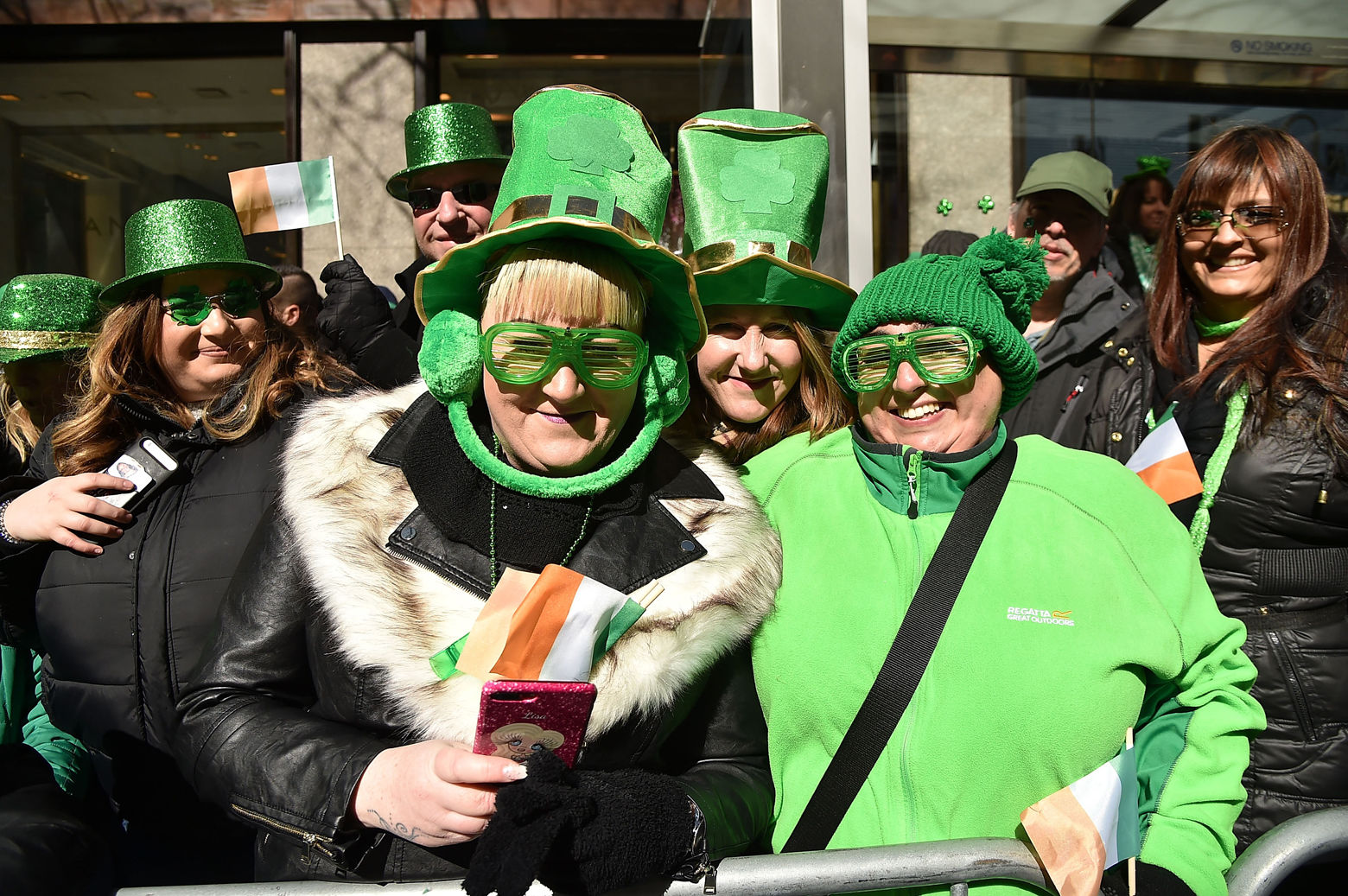 Women dressed in green to enjoy the St.
 Patrick's Day parade in New York City. (Theo Wargo/Getty Images)