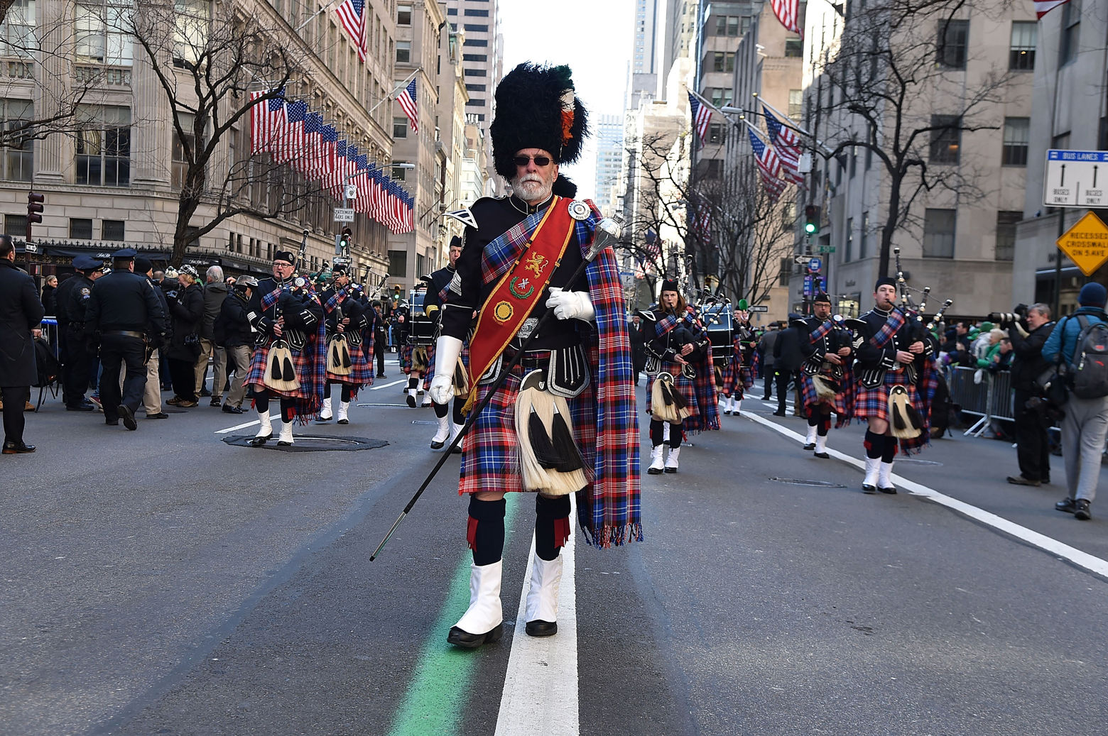 Bagpipers were part of the scene at the St. Patrick's Day parade in New York. (Theo Wargo/Getty Images)