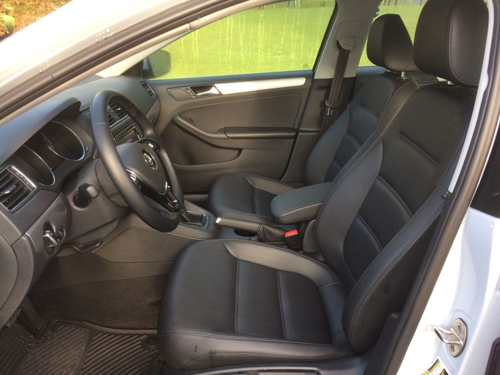 Parris said the leatherette-looking heated seats are comfortable enough for long drives. (WTOP/Mike Parris) 