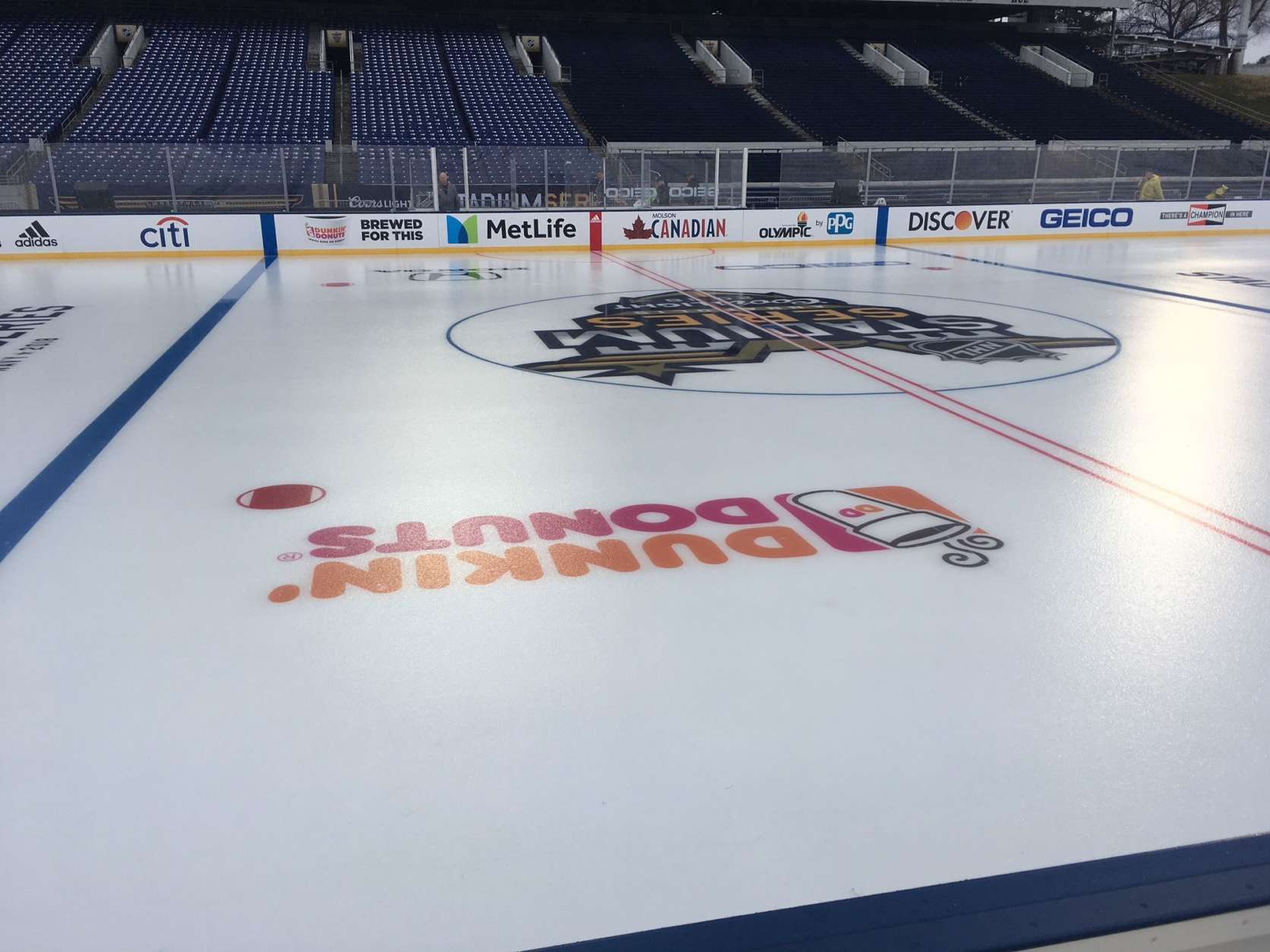 The view from the Toronto Maple Leafs bench at ice level. (WTOP/Noah Frank)