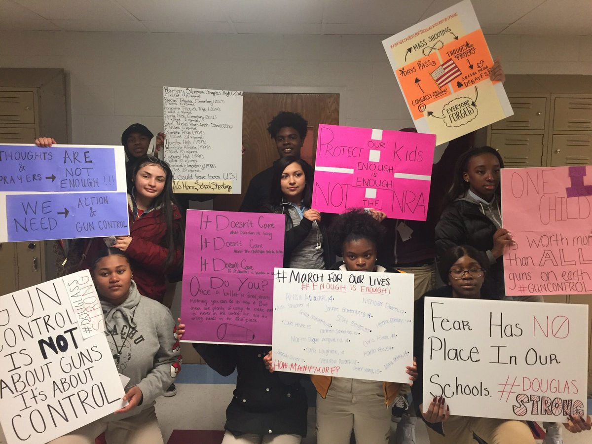 Students taking part in National School Walkout in Prince George's County, Maryland. (Courtesy Prince George's County Public Schools via Twitter)
