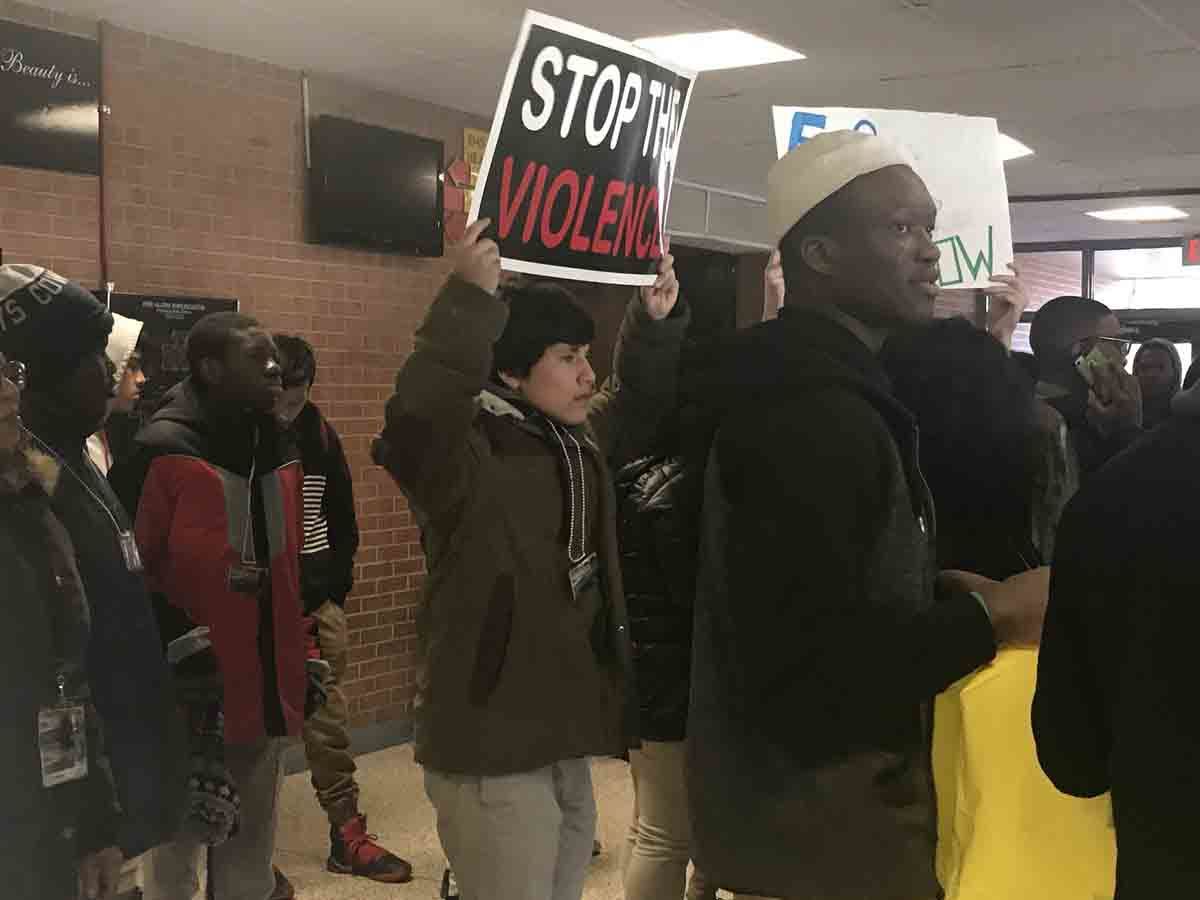 Students at Parkdale High School take part in the National School Walkout (Courtesy Monique Davis via Twitter)
