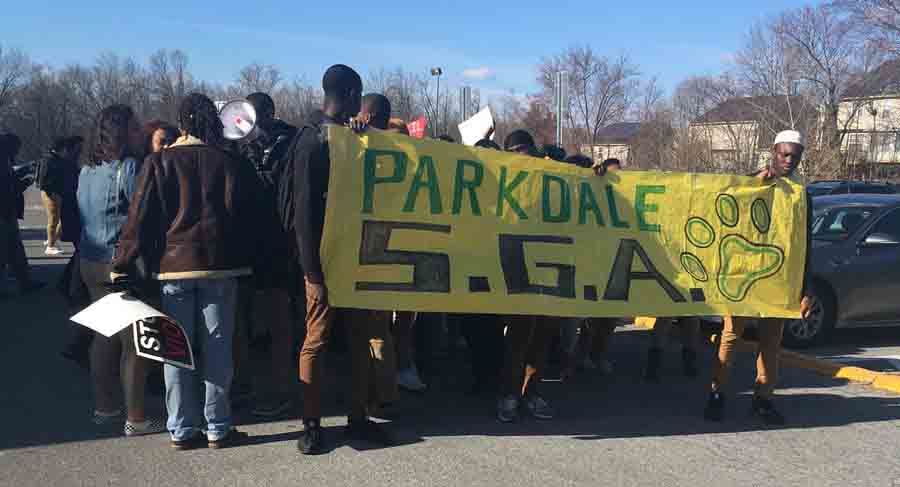 Students at Parkdale High School in Riverdale Park, Maryland, walked out at 10 a.m. (Courtesy Prince George's County Public Schools via Twitter)