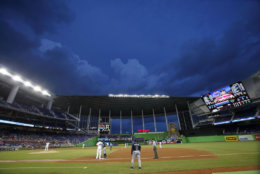 Marlins Park in Miami, home of the aforementioned Miami Marlins, is locked in a two-way tie for the most expensive hotdog in baseball, but it only comes in at No. 17 overall. The average cost of seeing the Marlins is $69.50. File. (AP Photo/Wilfredo Lee)