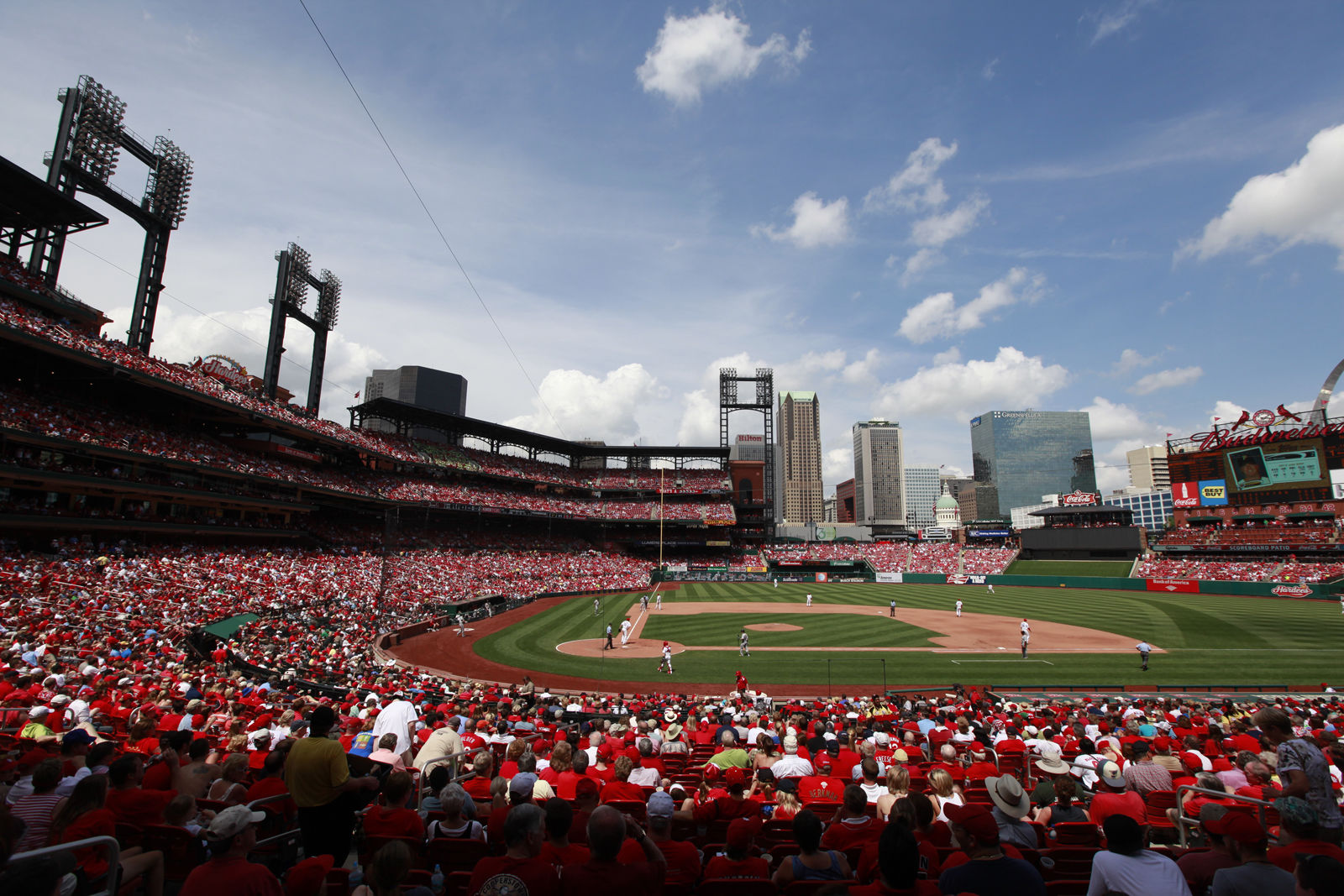 The third incarnation of Busch Stadium, home of the St. Louis Cardinals, comes in at No. 18. The average cost to see a game is $65.97. File. (AP Photo/Jeff Roberson)
