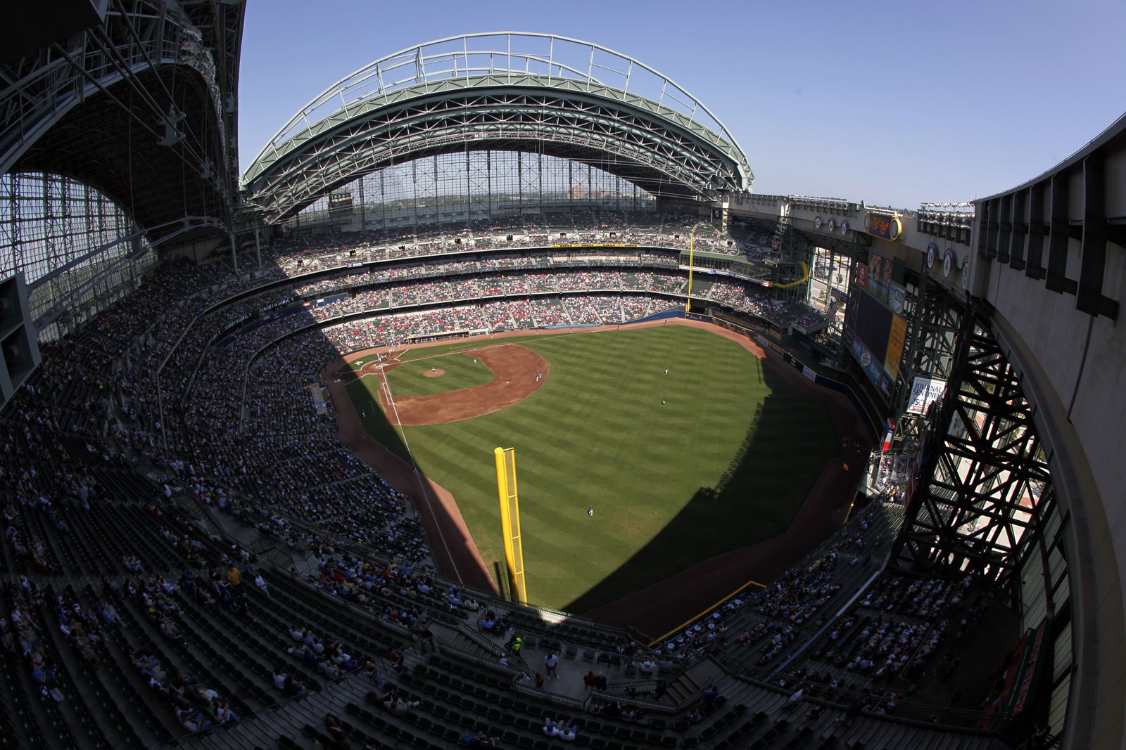 Miller Park, the home of the Milwaukee Brewers, comes in at No. 24. The average cost of seeing a Brewers game is $58.33. File. (AP Photo/Morry Gash)