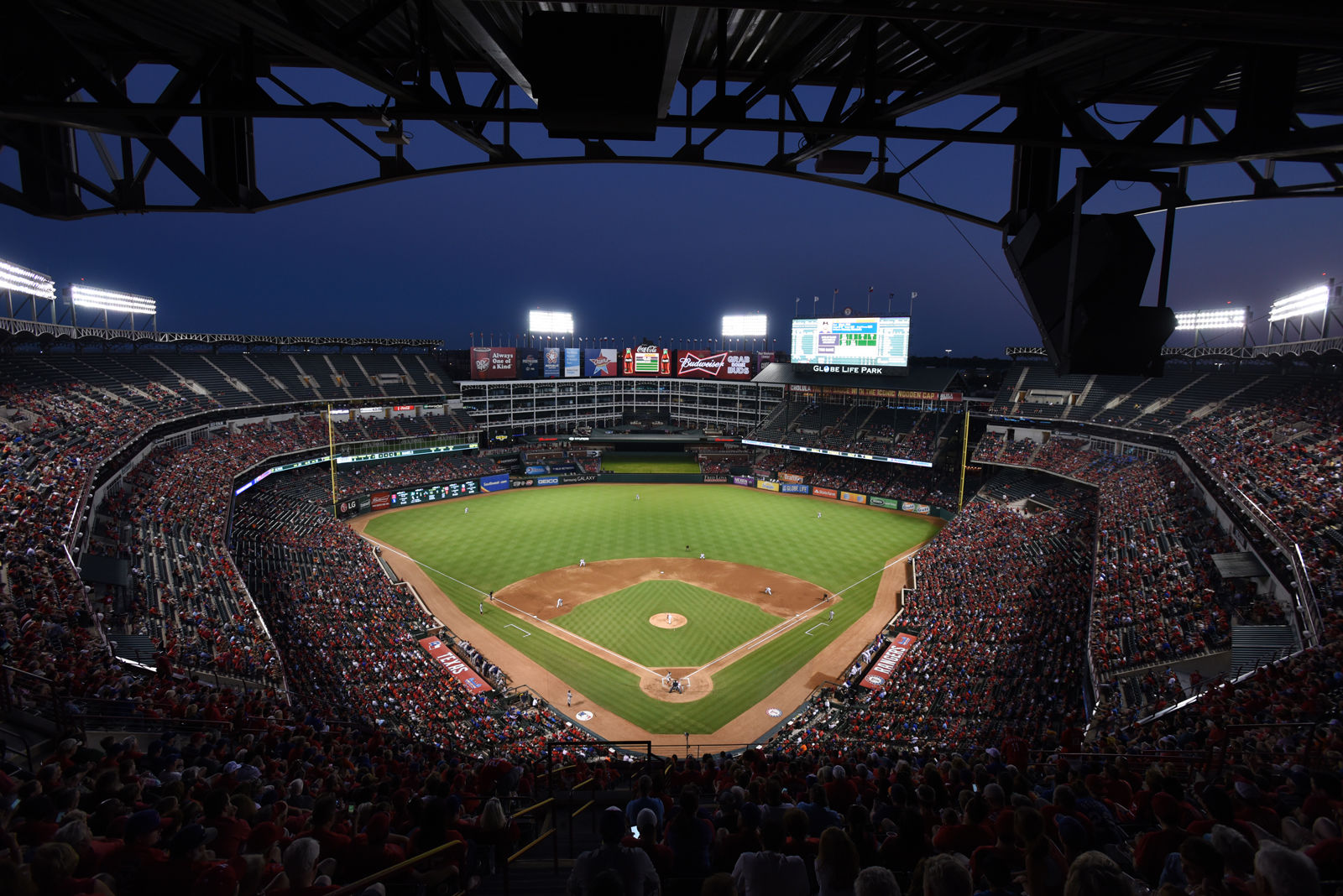 Globe Life Park, home of the Texas Rangers in Arlington, Texas, comes in at No. 5 with an average cost of $80.33. File. (AP Photo/Jeffrey McWhorter)