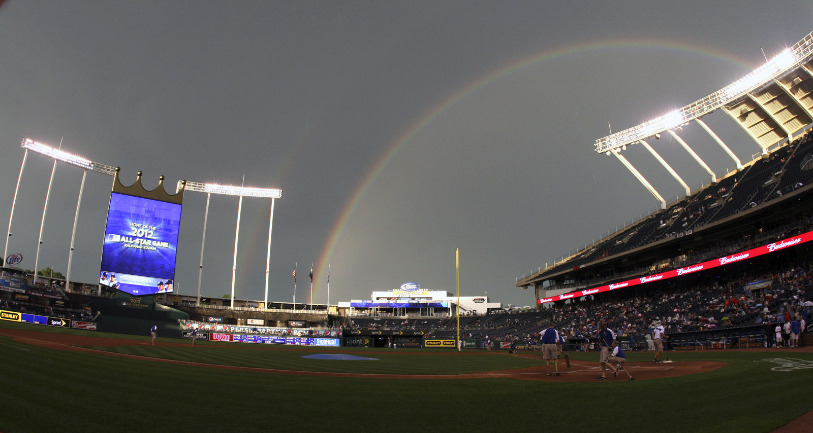 Kauffman Stadium, the home of the Kansas City Royals, comes in at No. 7 with an average cost of $77.67. File. (AP Photo/Ed Zurga)