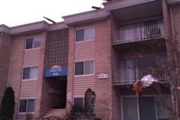 The Andrews Ridge apartments were evacuated Friday after wind pressure took down a wall. (Courtesy Prince George's County Fire and EMS/Mark Brady)