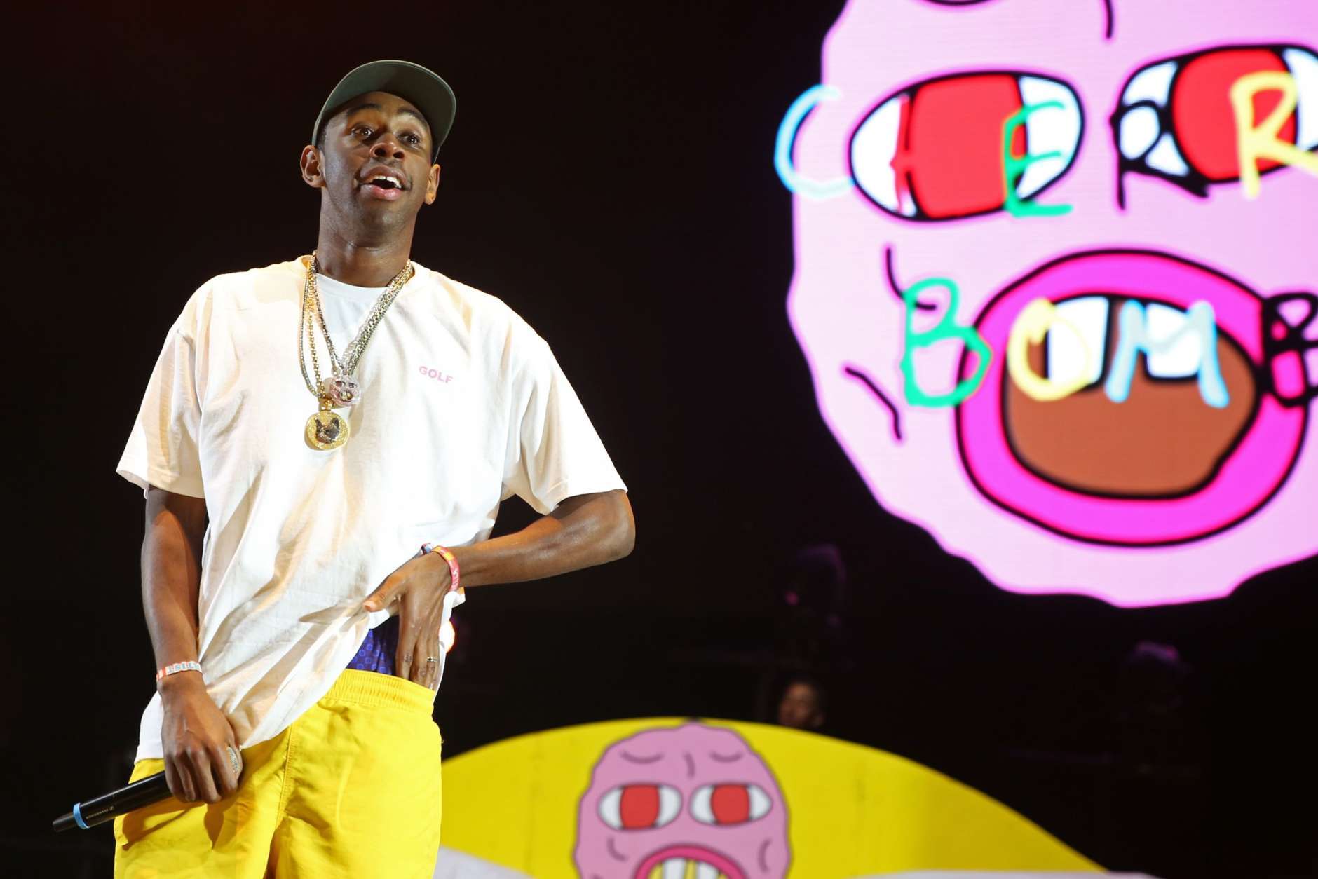 Tyler The Creator performs at the 2015 Coachella Music and Arts Festival on Saturday, April 11, 2015, in Indio, Calif. (Photo by Rich Fury/Invision/AP)