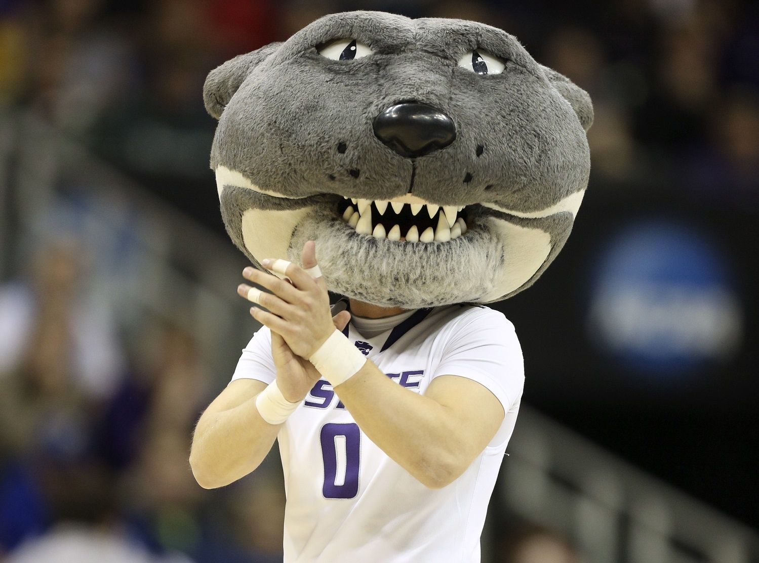 KANSAS CITY, MO - MARCH 22:  Willie the Wildcat the Kansas State Wildcats mascot performs during the second round of the 2013 NCAA Men's Basketball Tournament at the Sprint Center on March 22, 2013 in Kansas City, Missouri. (Photo by Ed Zurga/Getty Images)