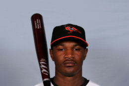 This is a 2008 file photo of Adam Jones of the Baltimore Orioles baseball team. This image reflects the Orioles active roster as of Monday, Feb. 25, 2008 when this photo was taken. (AP Photo/Rob Carr)