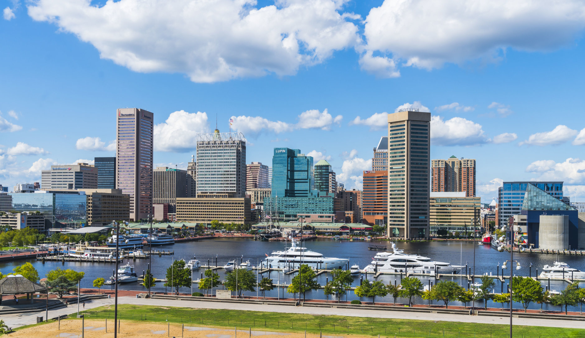 baltimore,maryland,usa. 09-07-17 :  Baltimore skyline on sunny day.
