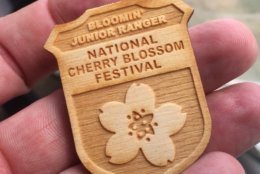 The Bloomin' Junior Ranger Station near the Jefferson Memorial has interactive activities for children who can learn about the cherry trees and Japanese culture to earn a Bloomin' Junior Ranger badge. (WTOP/Kristi King)