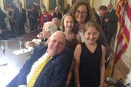 The program that the Maryland State Department of Education is adopting is an outgrowth of “Peyton’s Law,” signed by Gov. Larry Hogan in 2017. Peyton (in black) attended the signing. (Courtesy Lynn Schaeber)