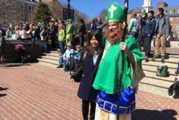 “My mission has been to show what St. Patrick is all about,” said Jim McLaughlin of Burke, Va., dressed up as St. Patrick himself. (WTOP/Liz Anderson)