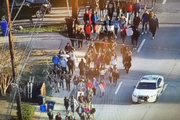 Photo shows students who walked out of school