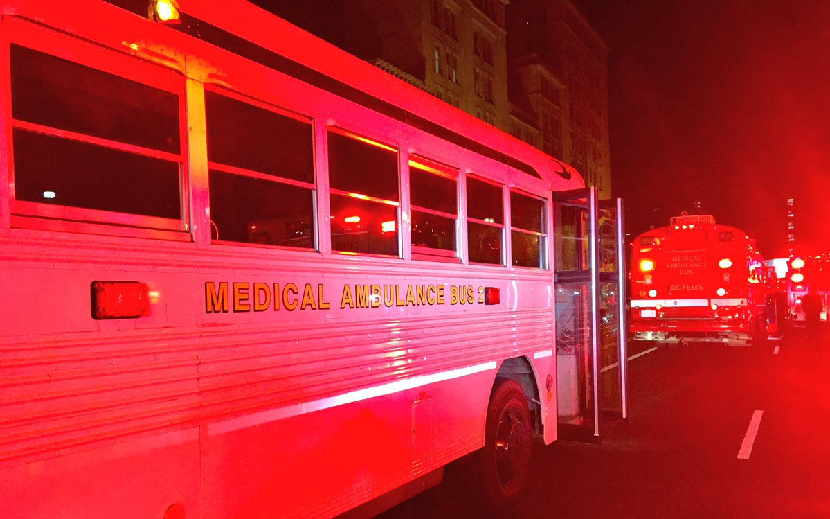 Authorities say more than 50 people have been taken to hospitals from a Washington, D.C. hotel after about a dozen of them showed gastrointestinal symptoms. (Courtesy D.C. Fire and EMS)