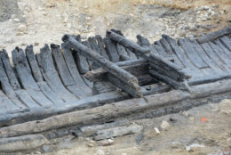 The remains of a third historic ship were discovered at the Robinson Landing construction site in Alexandria's Old Town on March 29, 2018. (Courtesy EYA, LLC)