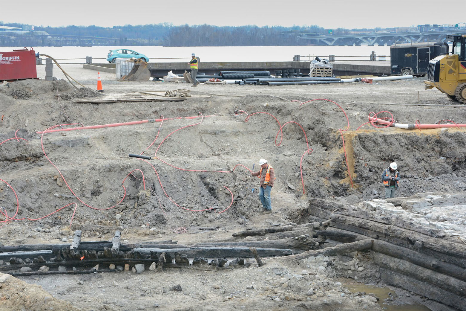 The remains of a third historic ship were discovered at the Robinson Landing construction site in Alexandria's Old Town on March 29, 2018. (Courtesy EYA, LLC)