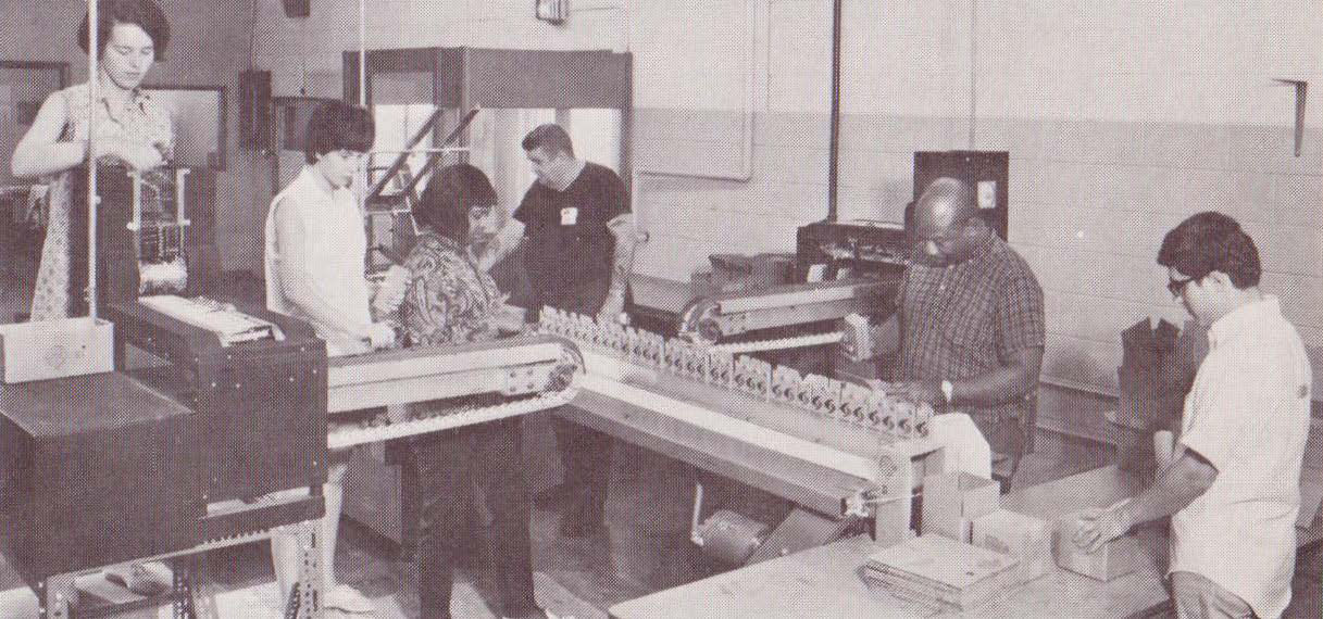 The instantly recognizable pen has been produced by blind or sight-impaired workers for its entire 50-year history. In this photo, workers in in the 1960s manufacture some of the first batches of the pen. (Courtesy National Industries for the Blind)
