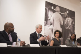 IMAGE DISTRIBUTED FOR JPMORGAN CHASE &amp; CO. - JPMorgan Chase &amp; Co. Chairman and CEO Jamie Dimon speaks at a Community Roundtable/Meet and Greet at the Anacostia Arts Center on Wednesday, April 18, 2018 in Washington. (Kevin Wolf/AP Images for JPMorgan Chase &amp; Co.)