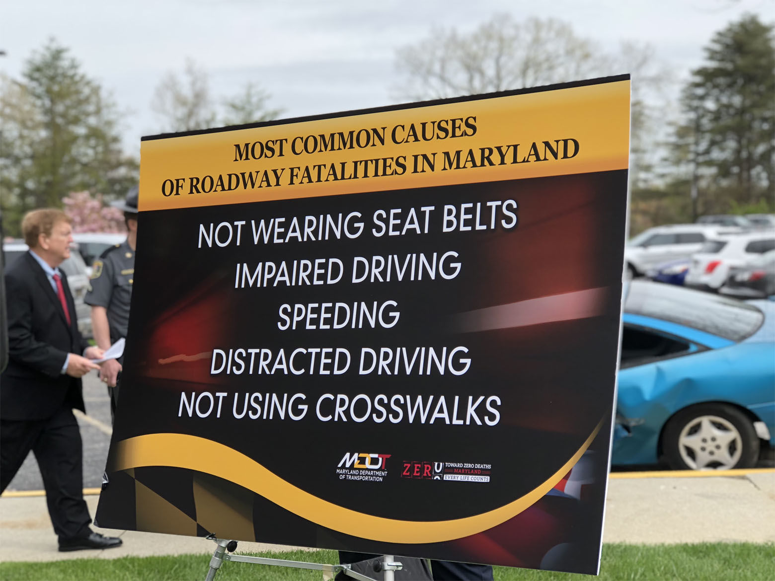 Causes or contributing factors to Maryland highway traffic deaths including impaired driving, distracted driving and not wearing seat belts.  (WTOP/Kate Ryan)