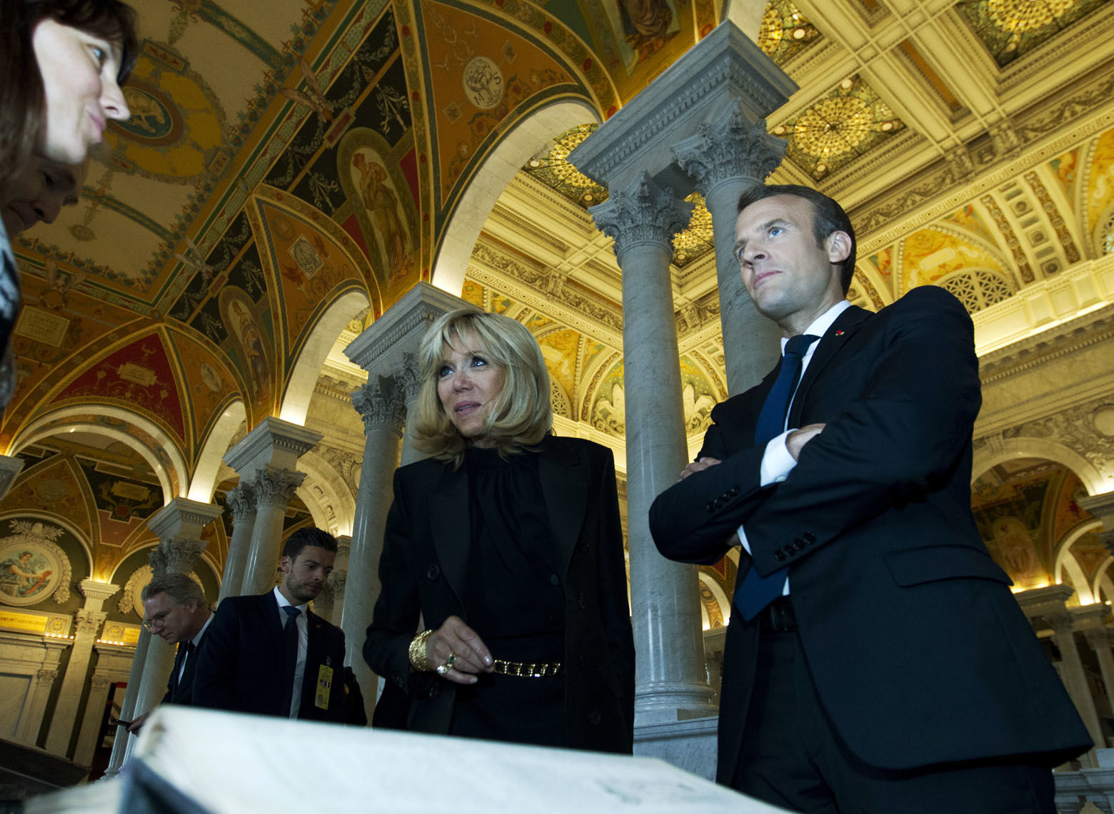 French President Emmanuel Macron and his wife Brigitte visit the Library of Congress on Wednesday, April 25, 2018. Macron is in a three-day US state visit. ( AP Photo/Jose Luis Magana)