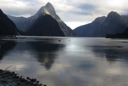 This April 12, 2014 photo shows the iconic Mitre Peak in the Fiordland National Park in Milford Sound, New Zealand. Visitors can get an up-close view of the entire fiord on a day/overnight cruise or kayak tour.  (AP Photo/Carey J. Williams)