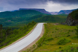 Beautiful road through mountain range in Newfoundland, Canada