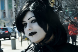 A woman dressed as the character, Death, from the Sandman comic book series, attends Awesome Con 2018 at the Walter E. Washington Convention Center in Washington, D.C. She handcrafted the items in her costume, including crocheting her hat. (Shannon Finney)