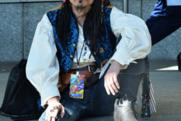 A man dressed as the character Captain Jack Sparrow from the "Pirates of the Caribbean" movie series at Awesome Con 2018 at the Walter E. Washington Convention Center in Washington, D.C. (Shannon Finney)