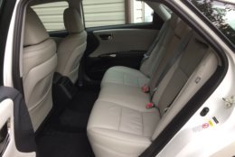 Rear seat riders have good leg room and head room, and it’s easy to get in and out of with a large door that opens wide, but the rear seats do not fold down. (WTOP/Mike Parris)