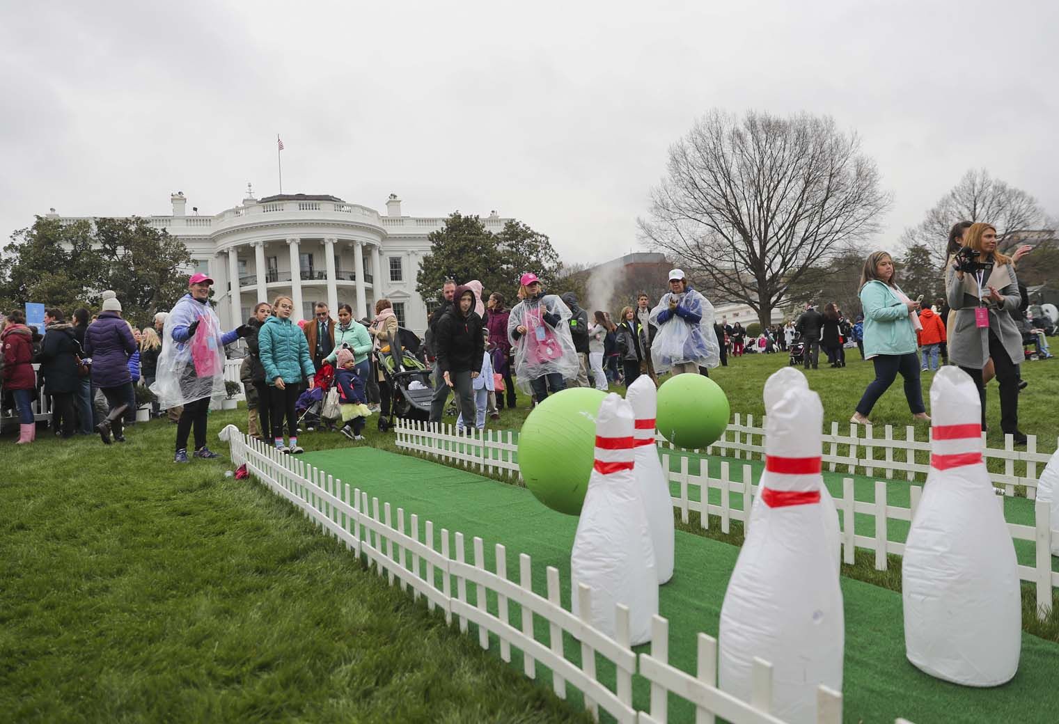 Guests participate in activities during the annual White House Easter Egg Roll on the South Lawn of the White House in Washington, Monday, April 2, 2018. (AP Photo/Pablo Martinez Monsivais)