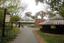 This Oct. 23, 2014 photo shows Glen Echo Park in Glen Echo, Md., a historic site that started in the late 19th century as a Chautauqua community, part of a movement to create planned towns with a focus on culture and education. The community failed and the land was turned into an amusement park. The park closed in 1968 but the amusement pavilions have been preserved, operated by the National Park service with the Glen Echo Park Partnership for the Arts and Culture/Montgomery County. Buildings today house everything from a carousel to art classes. (AP Photo/Beth J. Harpaz)
