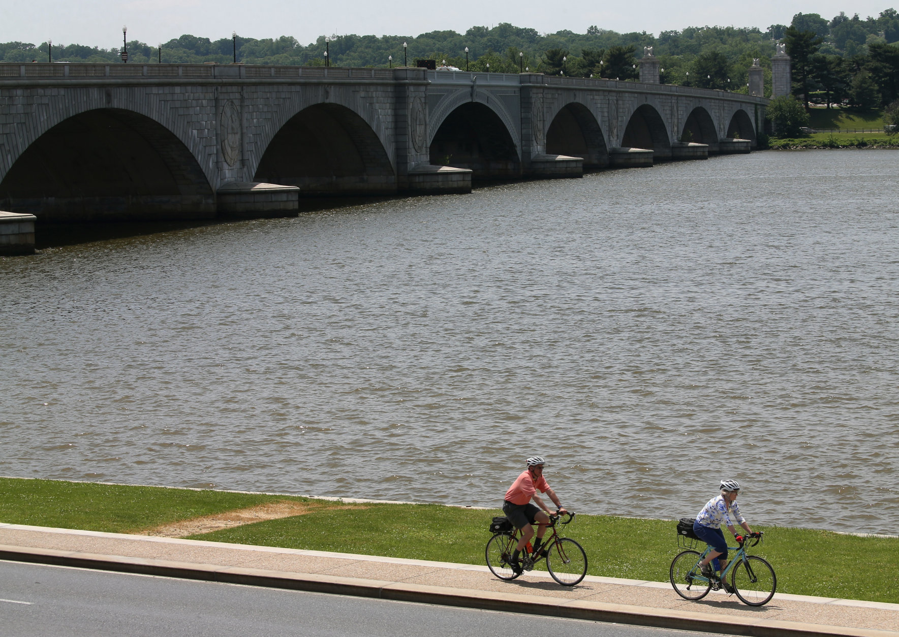 WASHINGTON, DC - MAY 20:  People ride bicycles along the Potomac River near the Memorial Bridge May 20, 2015 in Washington, DC. A recent study released by the American College of Sports Medicine ranked Washington as the fittest city in the United States.  (Photo by Mark Wilson/Getty Images)