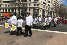The D.C. Emancipation Day parade marches along in the downtown area on Saturday, April 14, 2018.  (WTOP/Dick Uliano)