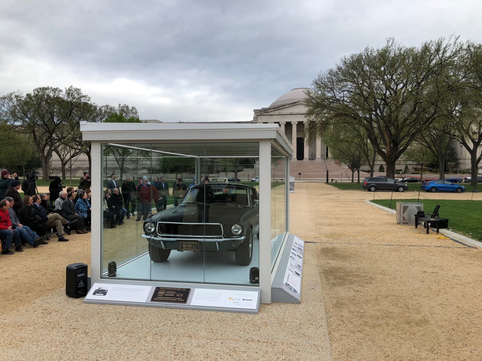  Gessler called the glass-walled display between the National Air and Space Museum and the National Gallery of Art "the world’s smallest car museum." (WTOP/John Aaron)