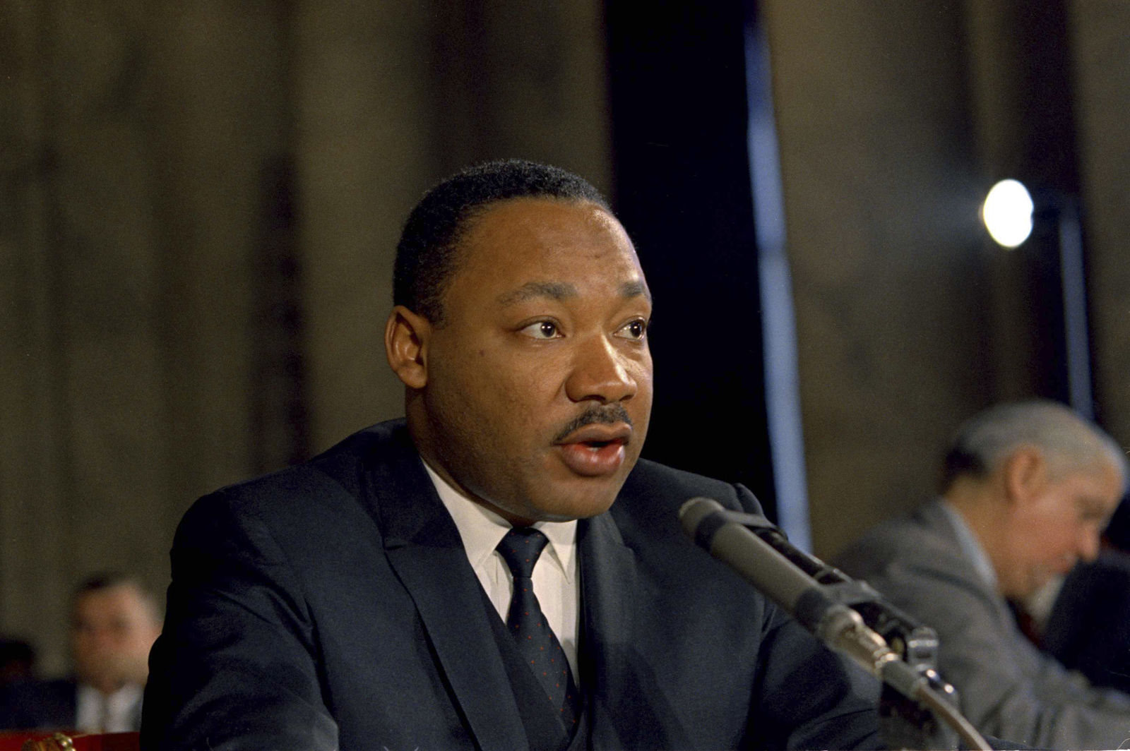Dr. Martin Luther King civil rights leader testifying before the Senate Government Operations subcommittee, December 15, 1966. (AP Photo)