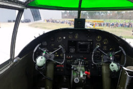 A look inside the cockpit of the B-25 Mitchell. (WTOP/Kathy Stewart)