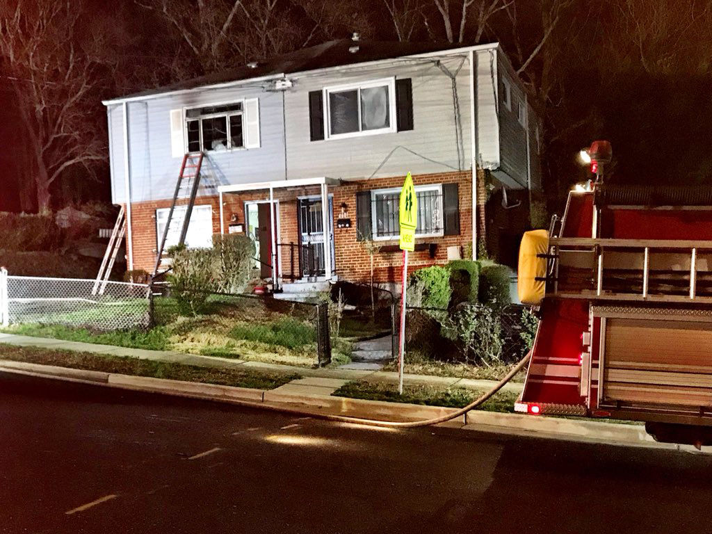 A man was found dead after a fire in the 4600 block of Brookfield Drive in Suitland, Maryland, in Prince George's County. (WTOP/Neal Augenstein)