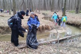 Last year, volunteers removed over four tons of trash from nine different county parks. There were 654 volunteers, who collectively worked for 1,600 hours. (WTOP/Kathy Stewart)