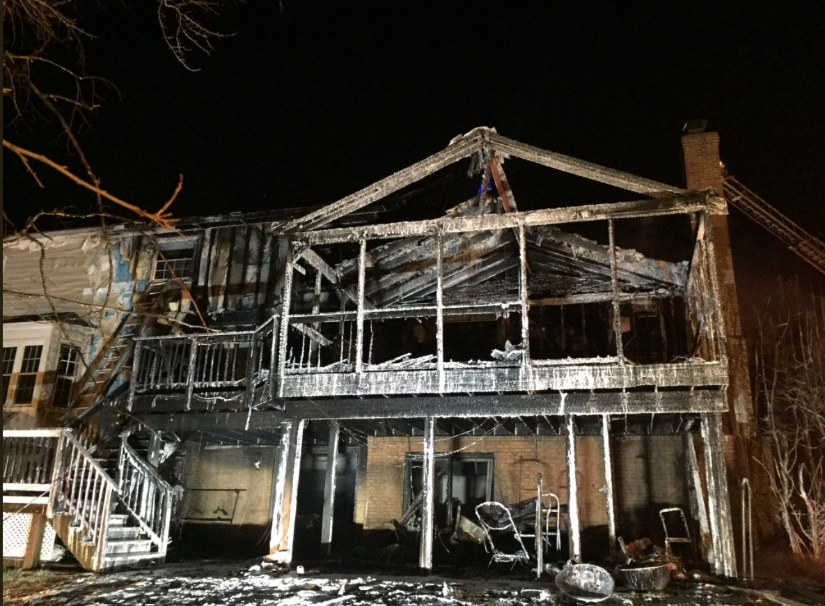 Fire damages a Fairfax County house Saturday, April 14, 2018.  (Courtesy Fairfax County Fire and Rescue)